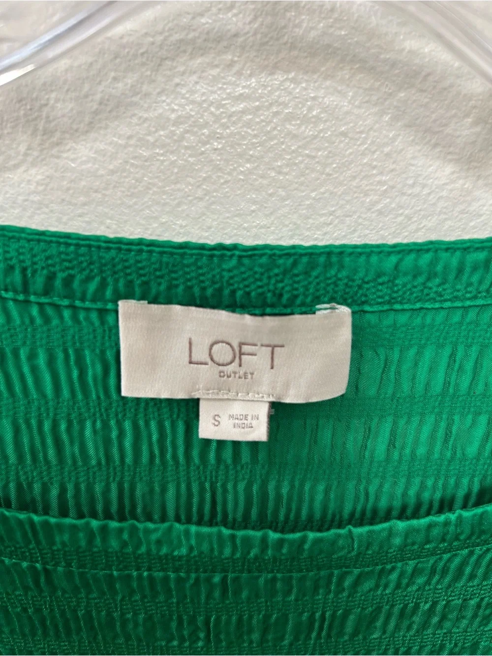 LOFT vibrant Green Crinkle Textured Long Sleeve Blouse Size-S